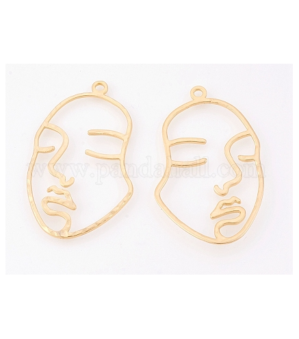 Brass Open Back Bezel Pendants, For DIY UV Resin, Epoxy Resin, Pressed Flower Jewelry, Face, Nickel Free