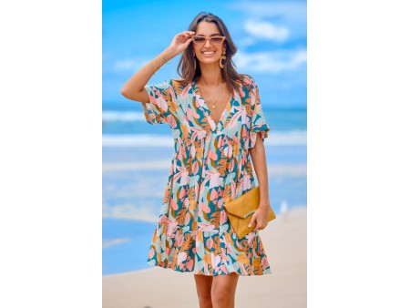 Soft Tropics Short Sleeve Mini Dress