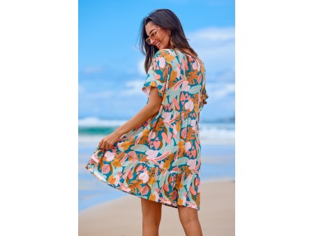 Soft Tropics Short Sleeve Mini Dress