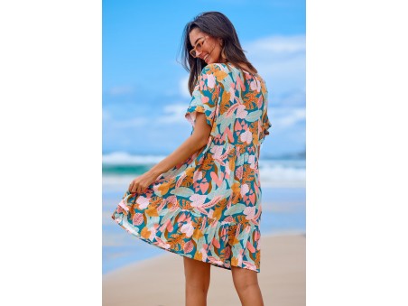 Soft Tropics Short Sleeve Mini Dress