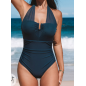 Midnight Waves Retro Ruched Tummy Control One-Piece