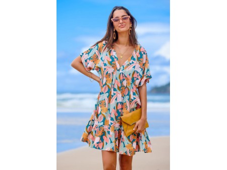 Soft Tropics Short Sleeve Mini Dress