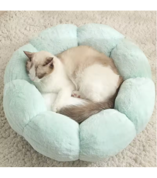 Soft Round Flower Pet Bed Cushion Mats Kennel Winter Warm Sleeping Bed Small Medium Pet