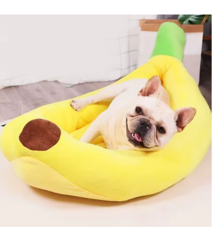 Dog Bed Banana Shape Breathable Plush 47x28x13cm Cozy and Soft Puppy Cushion