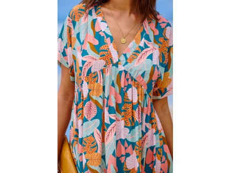 Soft Tropics Short Sleeve Mini Dress