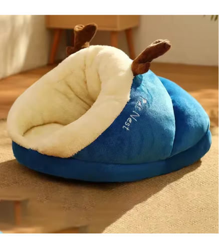 Blue Soft Dog Bed Sofa Warm Plush Pet Kennel for Small Medium Dogs Cats Teddy Sleeping Nest Cozy