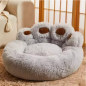 Dog Sofa Bed Mat Long Plush Sleeping Basket for Small Medium Large Dogs Cute Bear grey