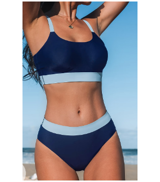 Ola de Verano Scoop Neck Midkini Top & Mid-Rise Bottoms Set