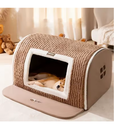 Winter Dog Kennel,Three-dimensional Bear Curved Room,Medium Small Warm Thickened House,Windproof Cat Litter Yurt,Pet Supplies