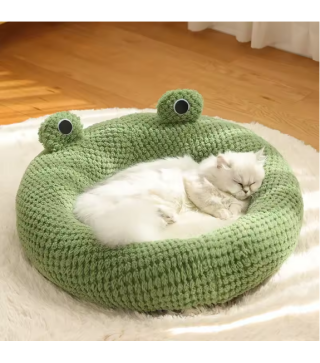 New Pet Nest Winter Protect Cold Warm Dog Den Cat Villa Small Frog Shape Semi Enclosed Kitten Puppy Plush Mattress Pet Supplies