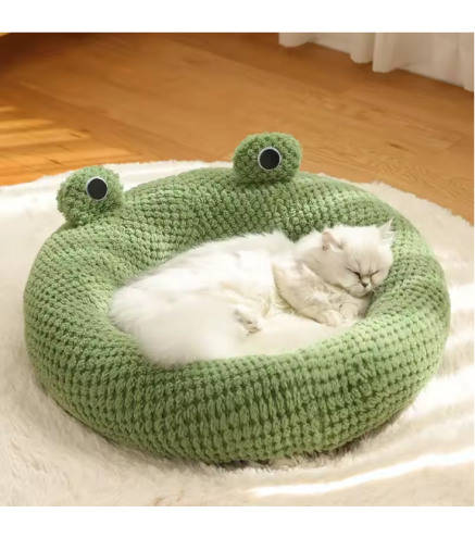 New Pet Nest Winter Protect Cold Warm Dog Den Cat Villa Small Frog Shape Semi Enclosed Kitten Puppy Plush Mattress Pet Supplies