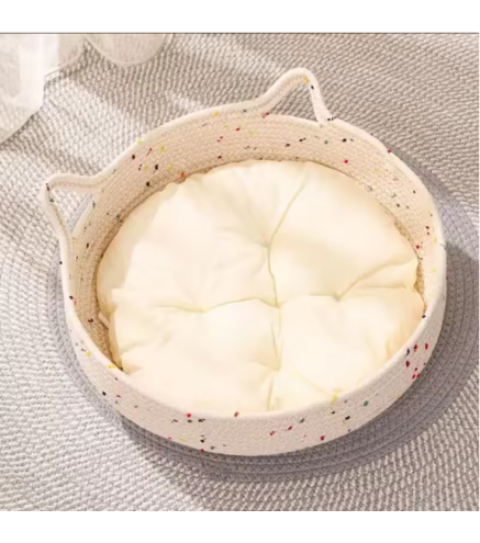 Cat Bed Cotton Rope Weaving Pet Nest Cat Claw Grinding Board Comfortable Puppy