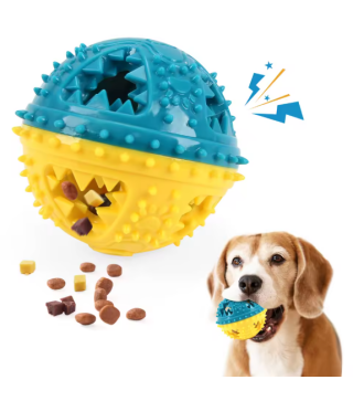 Dog Chew Toys Grinding Teeth Sound Ball Toys Leaking Food Balls Anti Bite Interactive Training Cleaning Teeth Toys