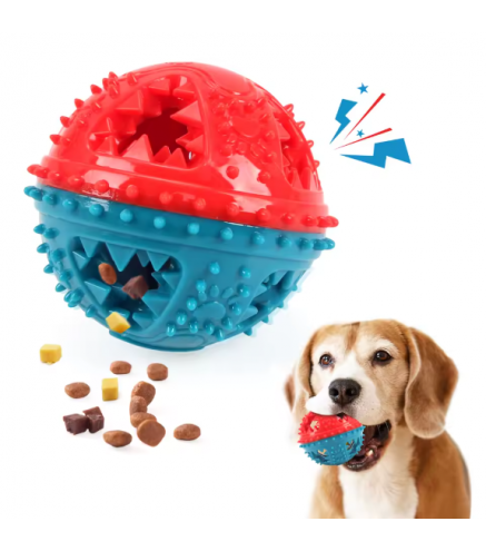 Dog Chew Toys Grinding Teeth Sound Ball Toys Leaking Food Balls Anti Bite Interactive Training Cleaning Teeth Toys red