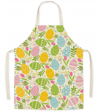 Easter Theme Flax Sleeveless Apron, with Double Shoulder Belt