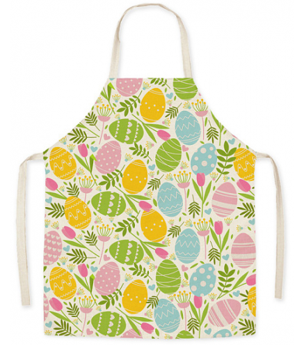 Easter Theme Flax Sleeveless Apron, with Double Shoulder Belt