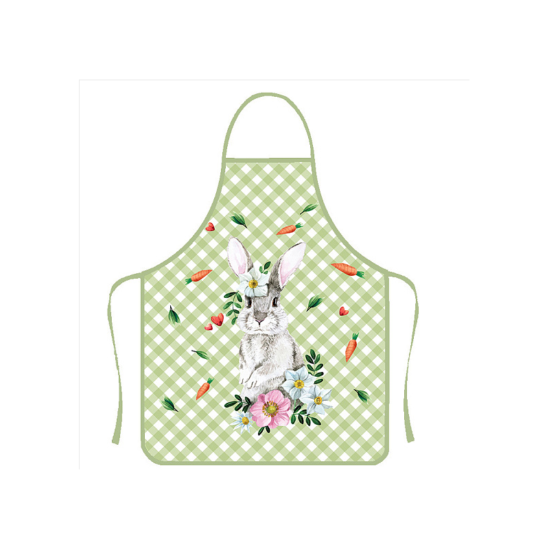 Cute Easter Rabbit Pattern Polyester Sleeveless Apron, with Double Shoulder Belt, for Household Cleaning Cooking