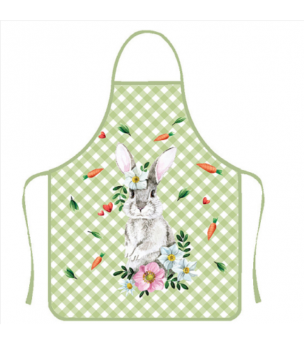 Cute Easter Rabbit Pattern Polyester Sleeveless Apron, with Double Shoulder Belt, for Household Cleaning Cooking