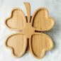 Saint Patrick's Day Clover Shape Bamboo Serving Tray, for Candy, Cake