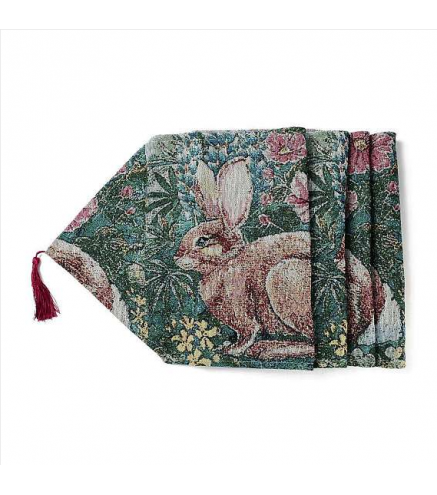 Easter Theme Rabbit Polyester & Non-woven Fabric Knitted Table Runners, Placemats for Dining Table Decoration