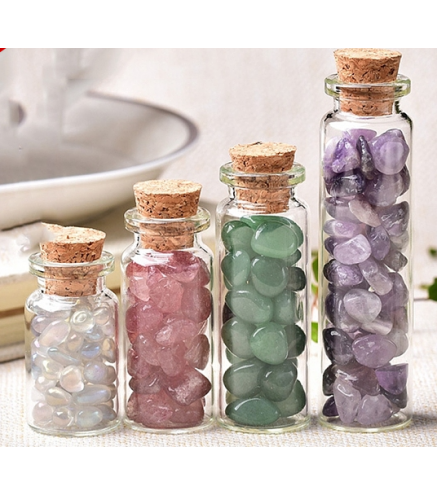 Glass Wishing Bottles, Reiki Gemstone Drift Chip Beads inside for DIY Jewelry Making Home Decoration