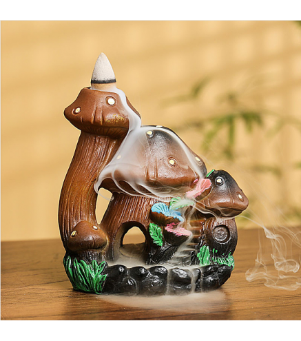 Resin Backflow Incense Burners, Mushroom House Incense Holders, Home Office Teahouse Zen Buddhist Supplies