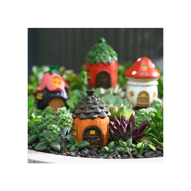 Resin House Figurines Display Decorations, Micro Landscape Garden Decoration