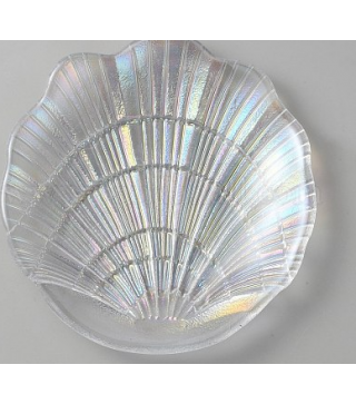 Shell Shape Glass Jewelry Plate, Storage Tray for Rings, Necklaces, Earring, Fruit Snack Plate, Clear