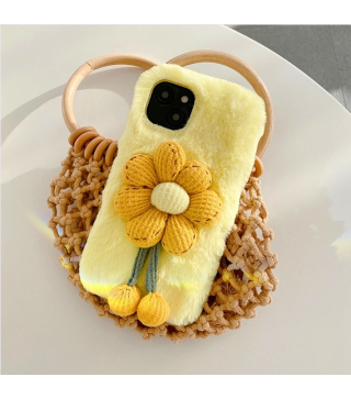 Warm Plush Mobile Phone Case Winter Sunflower Shape