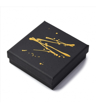 Square Hot Stamping Cardboard Jewelry Packaging Boxes, with Sponge Inside, for Rings, Small Watches