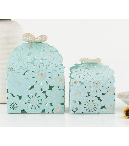 Hollow Floral Paper Gift Box, Flower Butterfly Candy Packaging Box, Rectangle