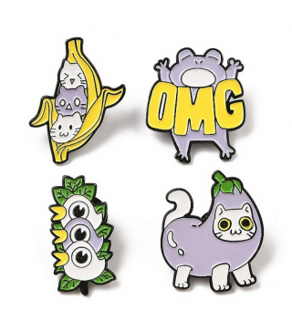 copy of Vicious Friends Enamel Pins, Black Alloy Badge for Backpack Clothes, Cat/Penguin