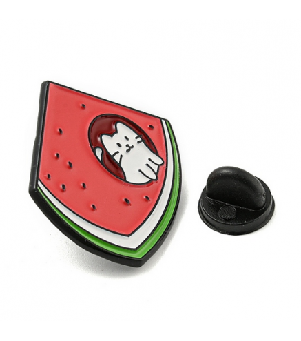 Watermelon/Apple/Pear/Orange/Pineapple/Strawberry Cartoon Fruit with Cat Enamel Pins