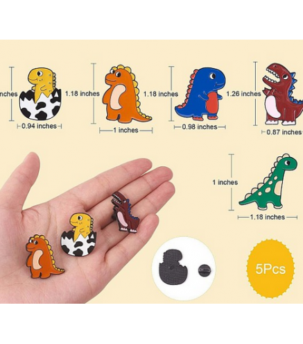 5Pcs 5 Style Cute Dinosaurs Enamel Pins