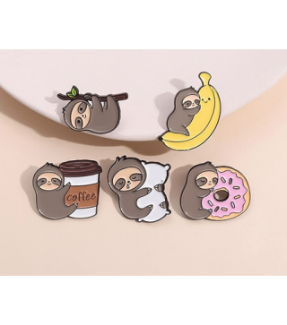 Cute Sloth Theme Enamel Pins, Alloy Brooch for Backpack Clothes