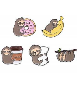 Cute Sloth Theme Enamel Pins, Alloy Brooch for Backpack Clothes