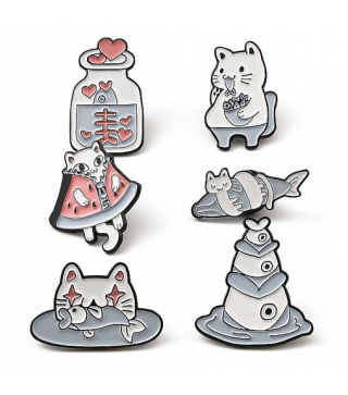 copy of Vicious Friends Enamel Pins, Black Alloy Badge for Backpack Clothes, Cat/Penguin