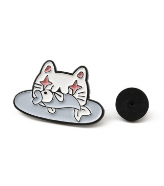 Alloy Enamel Pin, Cute Cartoon Cat/Fish/Watermelon Brooches, Electrophoresis Black