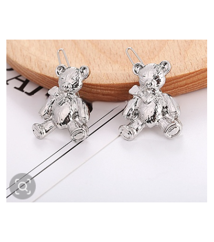 Sliver Shine Bear  Hair Barrettes